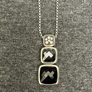 DAVID YURMAN
Diamond, Hematine & Onyx Chiclet Pendant Necklace